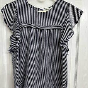 Monteau Navy and White Striped Blouse